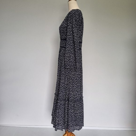 Ulla Johnson Malena Blue Floral Cotton Print 3/4 Sleeve Midi Dress Size 10 - Picture 3 of 9